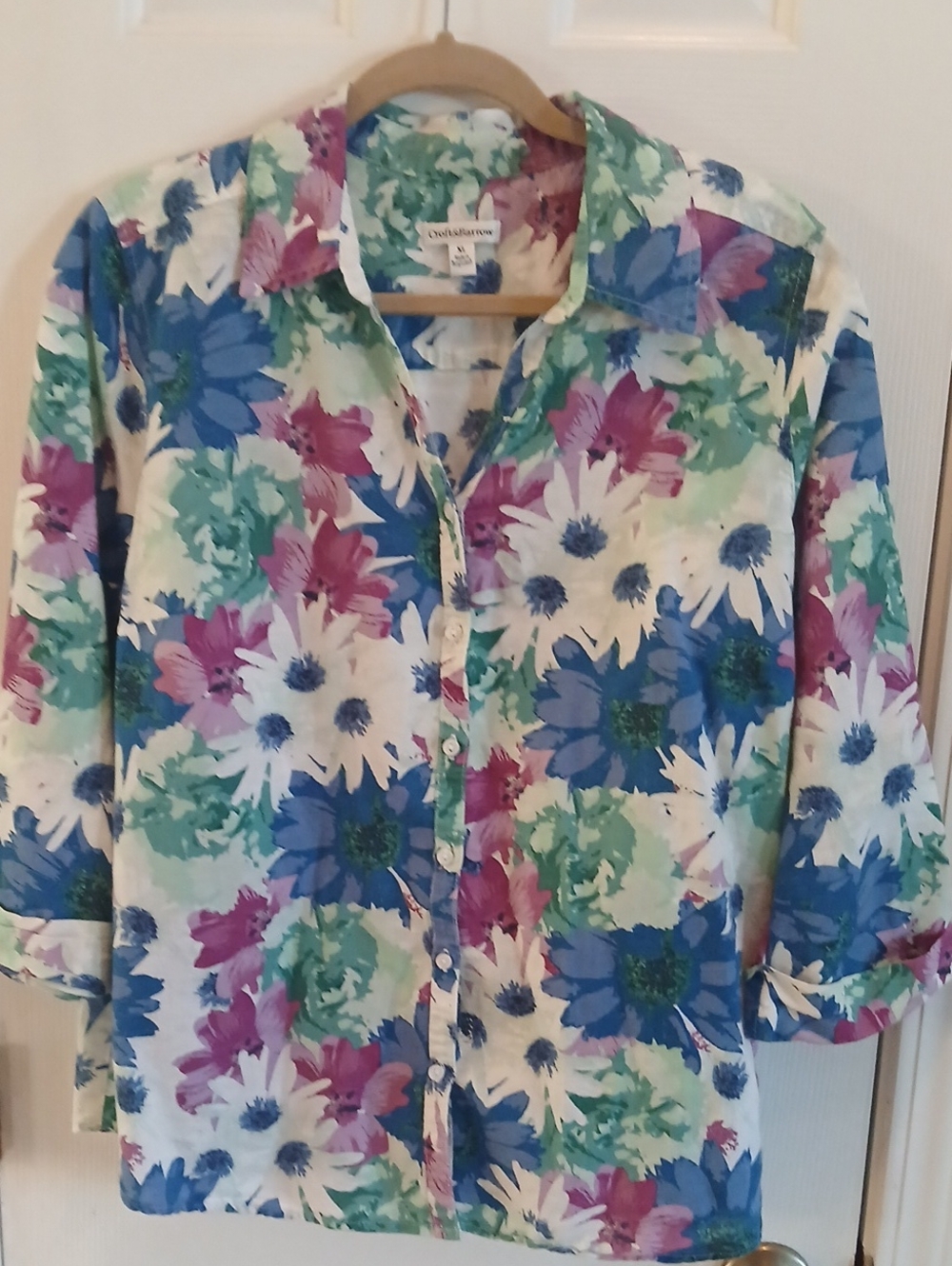 Croft & Barrow  Floral Button-Down Shirt in Blue, Green & Pink Size XL
